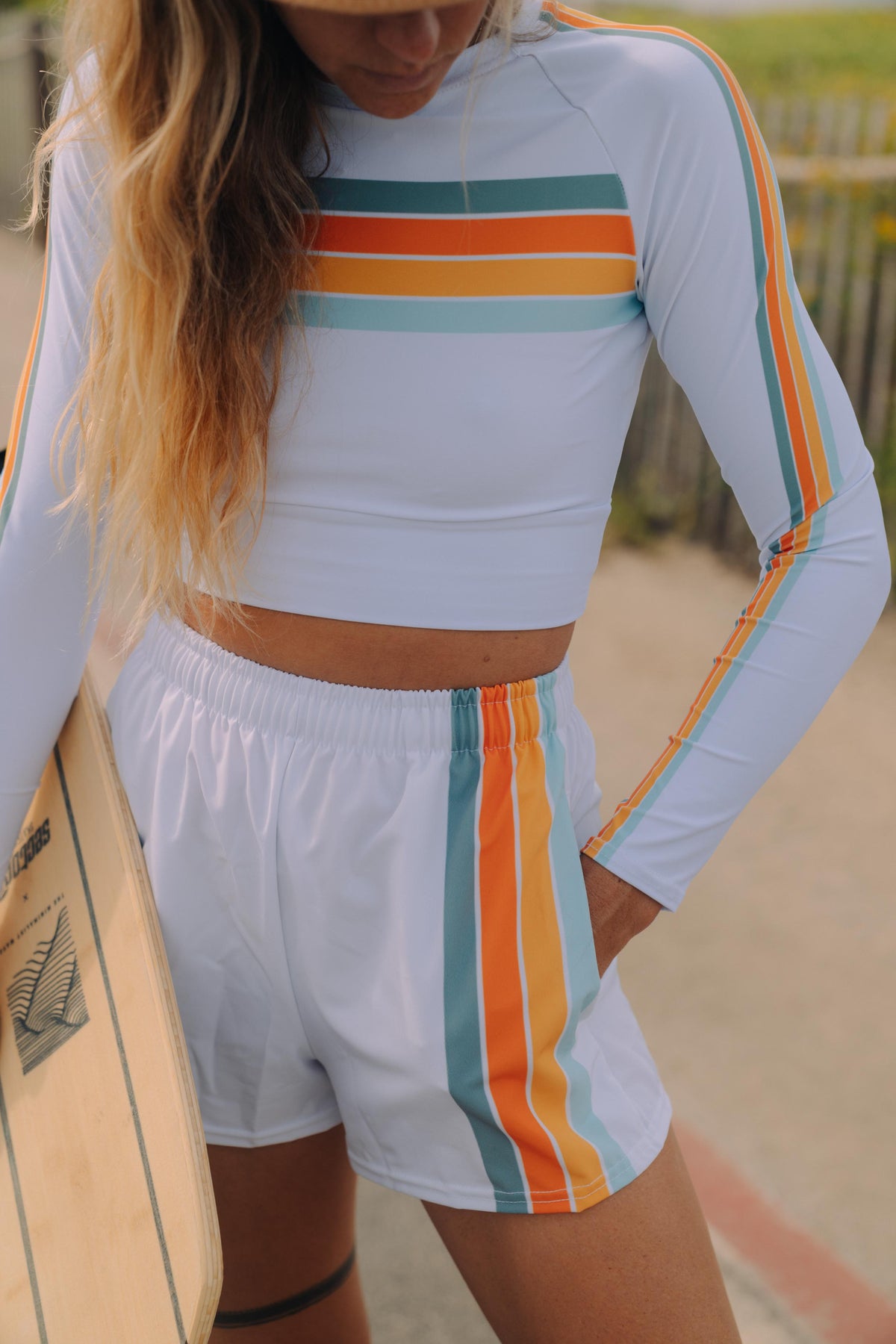 Eco Retro Recycled Long-Sleeve Crop Top Activewear - Retro Vibe Collection