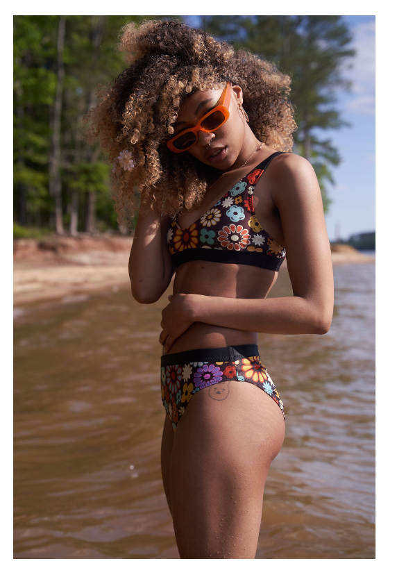 Eco Retro Flowers Limited Collection Recycled high-waisted bikini