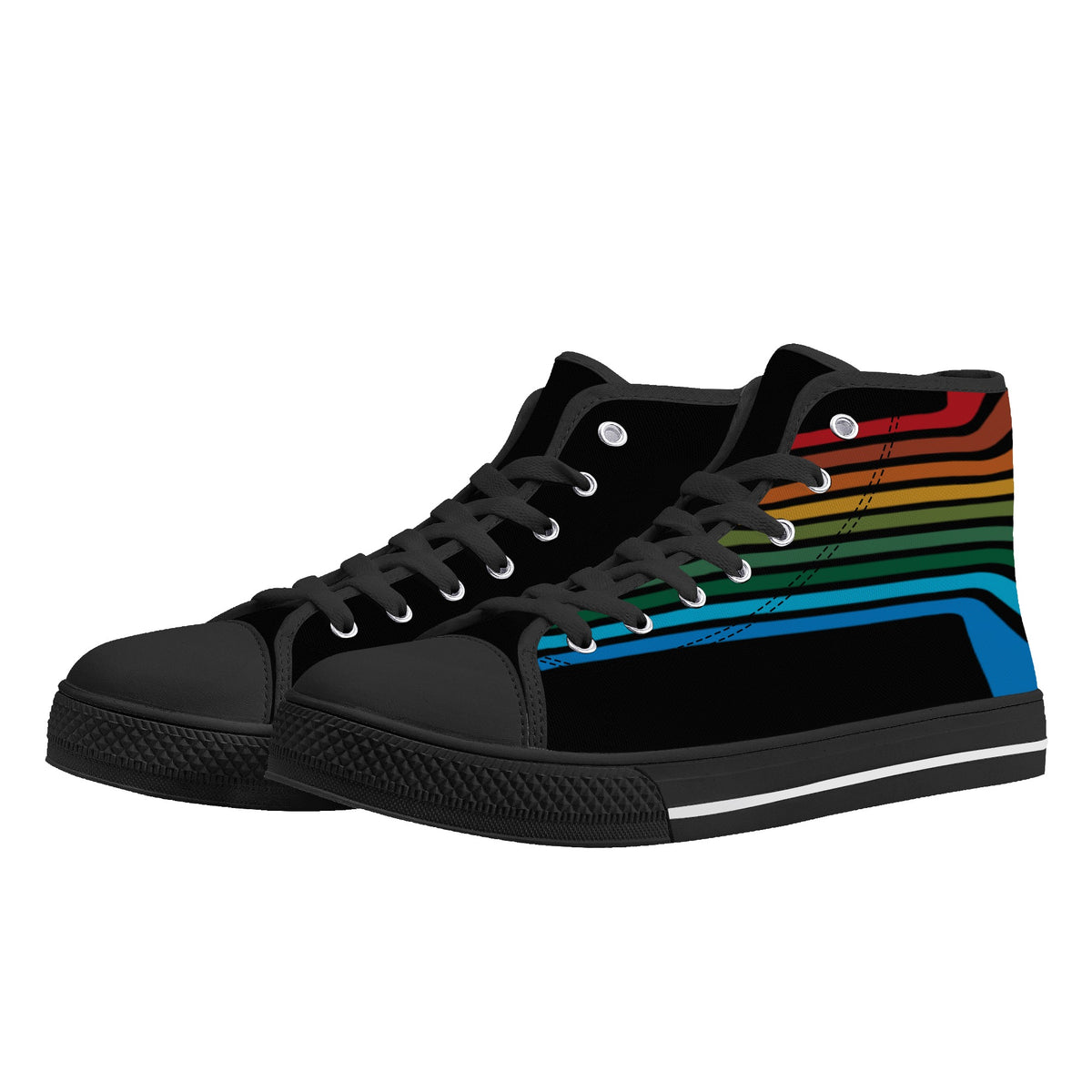 Retro Color Bars - Women&#39;s High Top Canvas Shoes - Area F Island Clothing