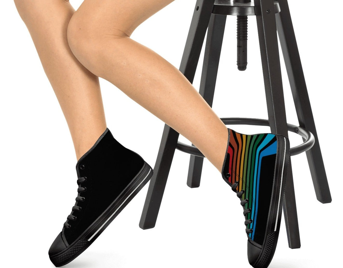 Retro Color Bars - Women's High Top Canvas Shoes - Area F Island Clothing