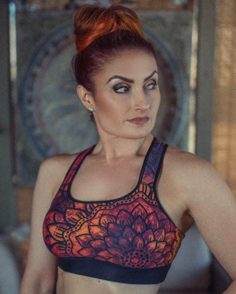 Mandala Print Yoga Pilates Padded Sports Bra - Area F Island Clothing