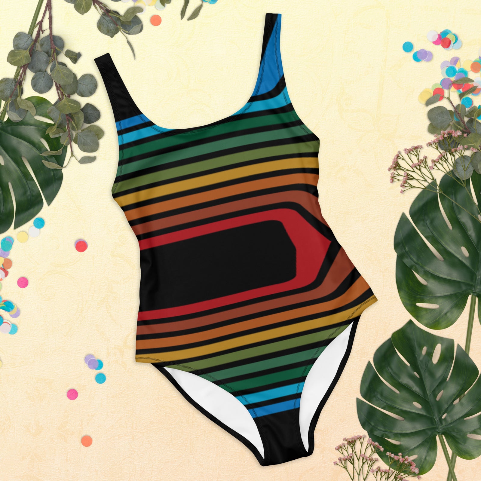 Retro III Vintage Style Color Bar One-Piece Swimsuit - Best Seller - Area F Island Clothing