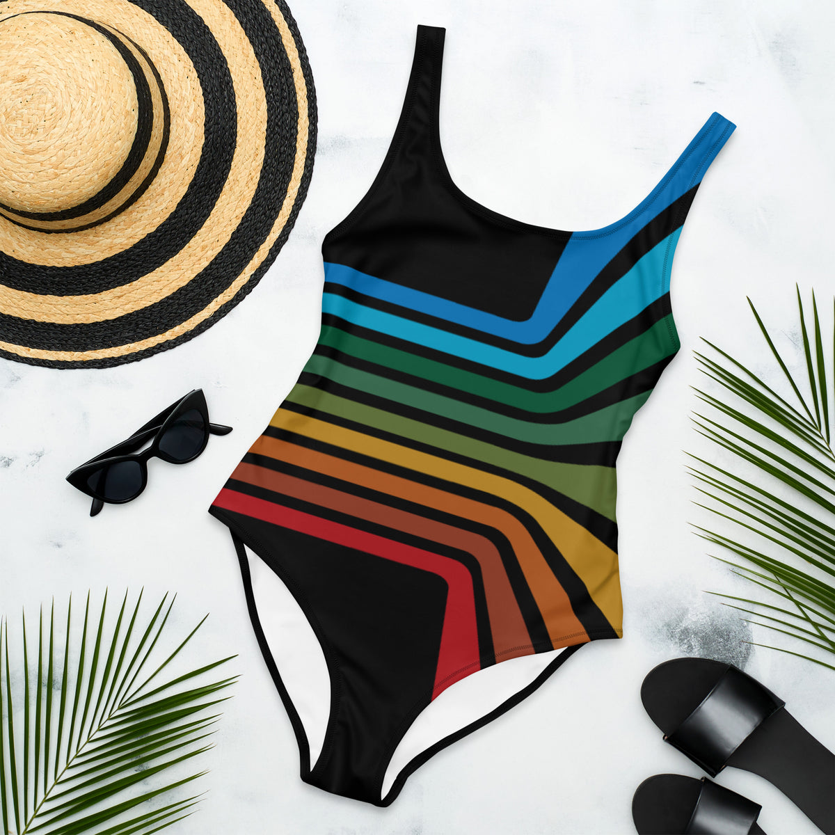Retro IV Vintage Style Color Bar One-Piece Swimsuit - Best Seller - Area F Island Clothing