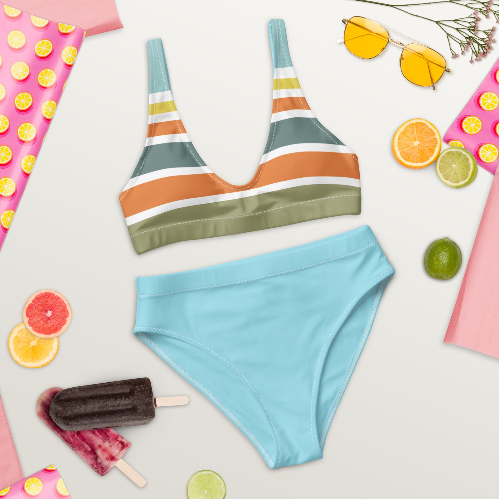 Eco Vintage Retro IV Color Recycled High-Waisted Bikini - New Design!!! - Area F Island Clothing