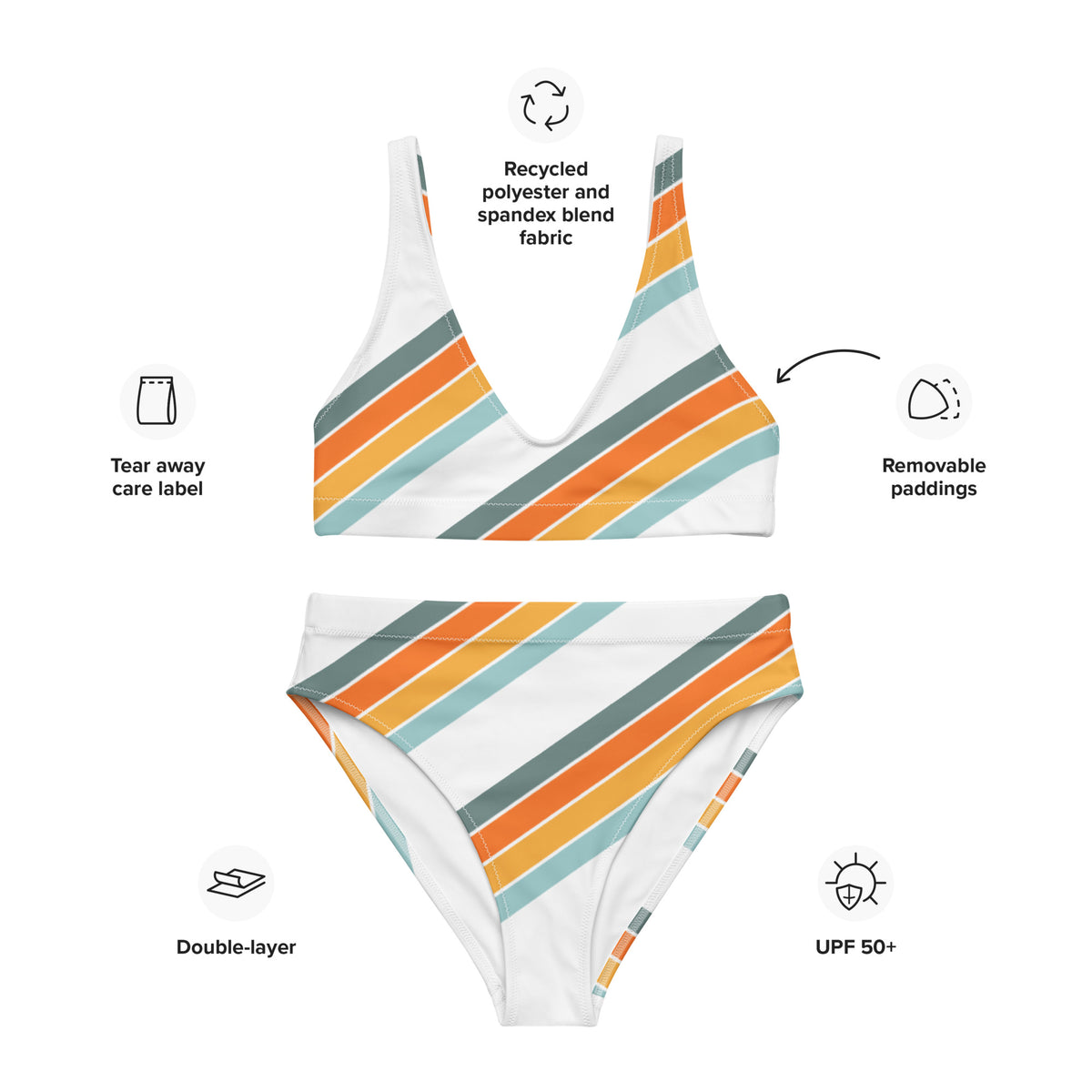 Eco Retro Vibe Recycled high-waisted bikini - Retro Vibe Collection - Area F Island Clothing