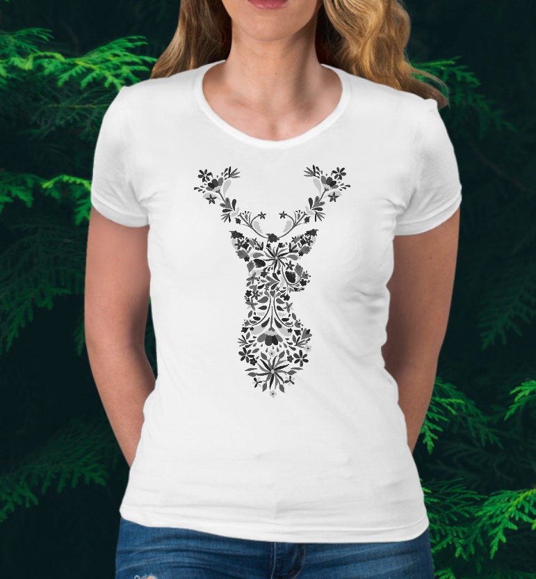 Floral Deer TShirt Women's TShirt - Area F Island Clothing