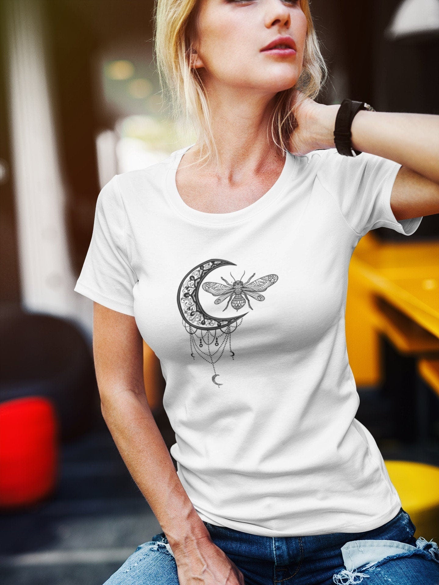 Crescent Moon Bee Women's Shirt - Area F Island Clothing