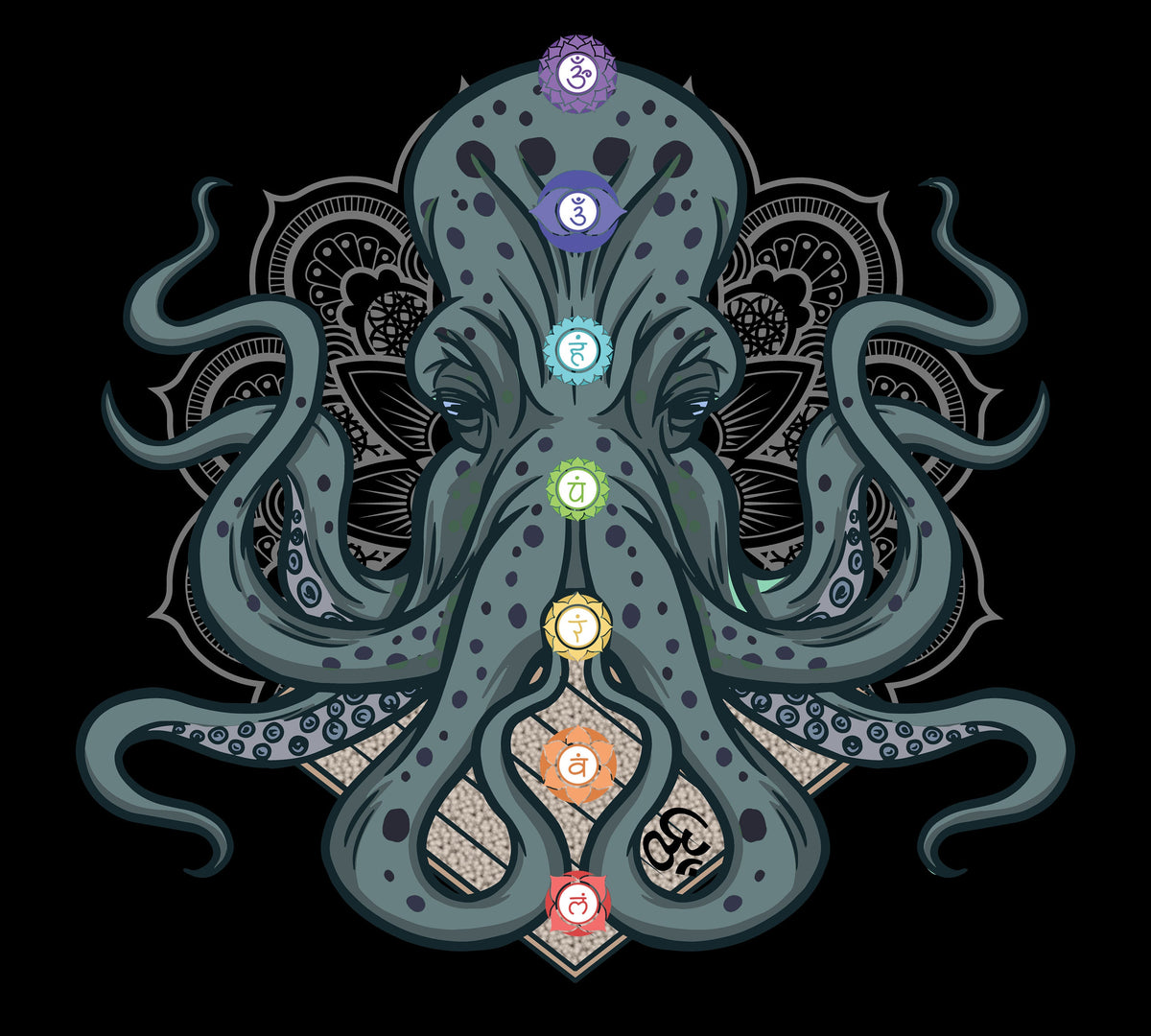 Octopus Yoga Mandala Chakra Women&#39;s TShirt - Area F Island Clothing