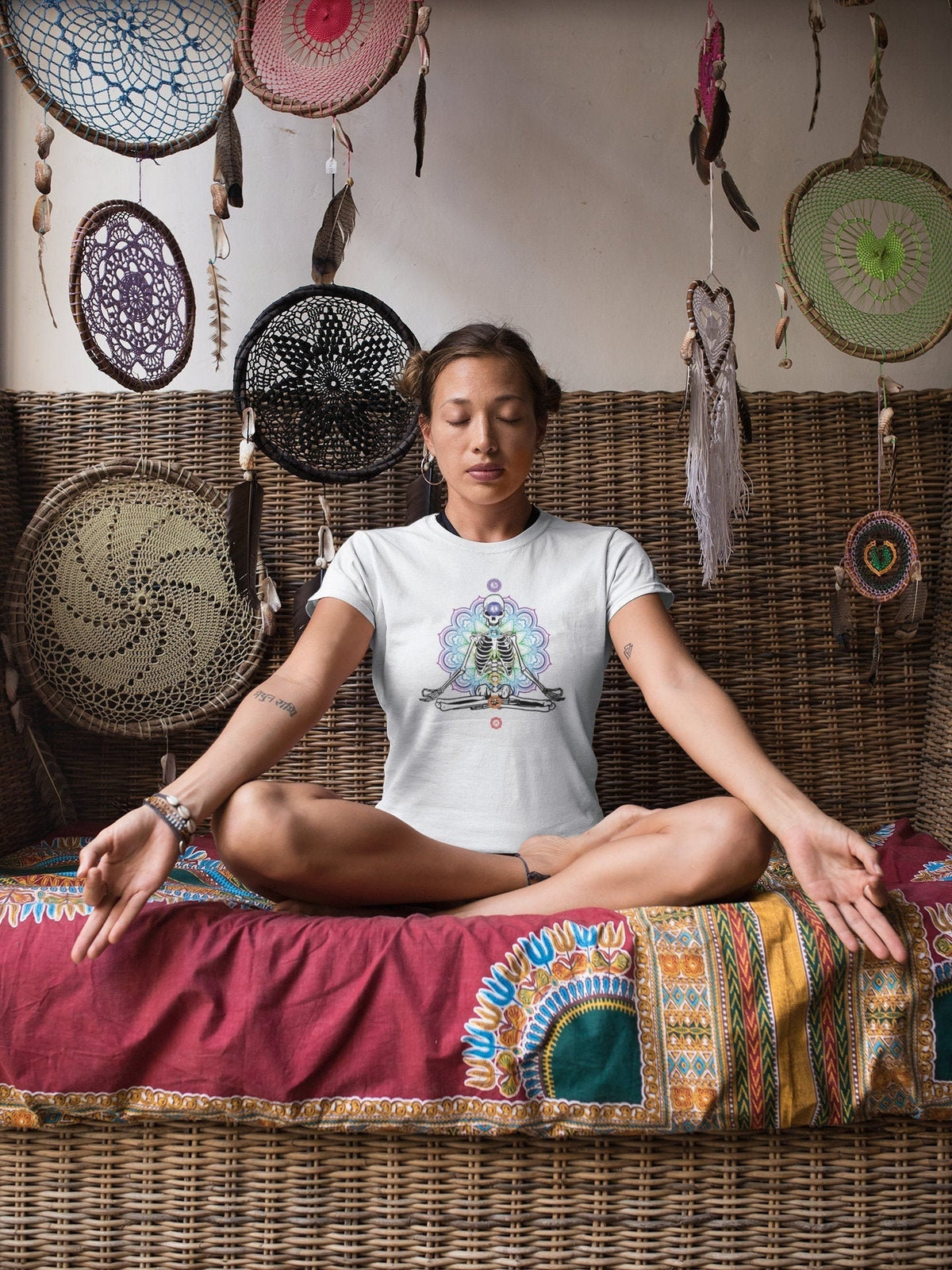 Skeleton Mandala Chakra Colors Women&#39;s Shirt - Area F Island Clothing