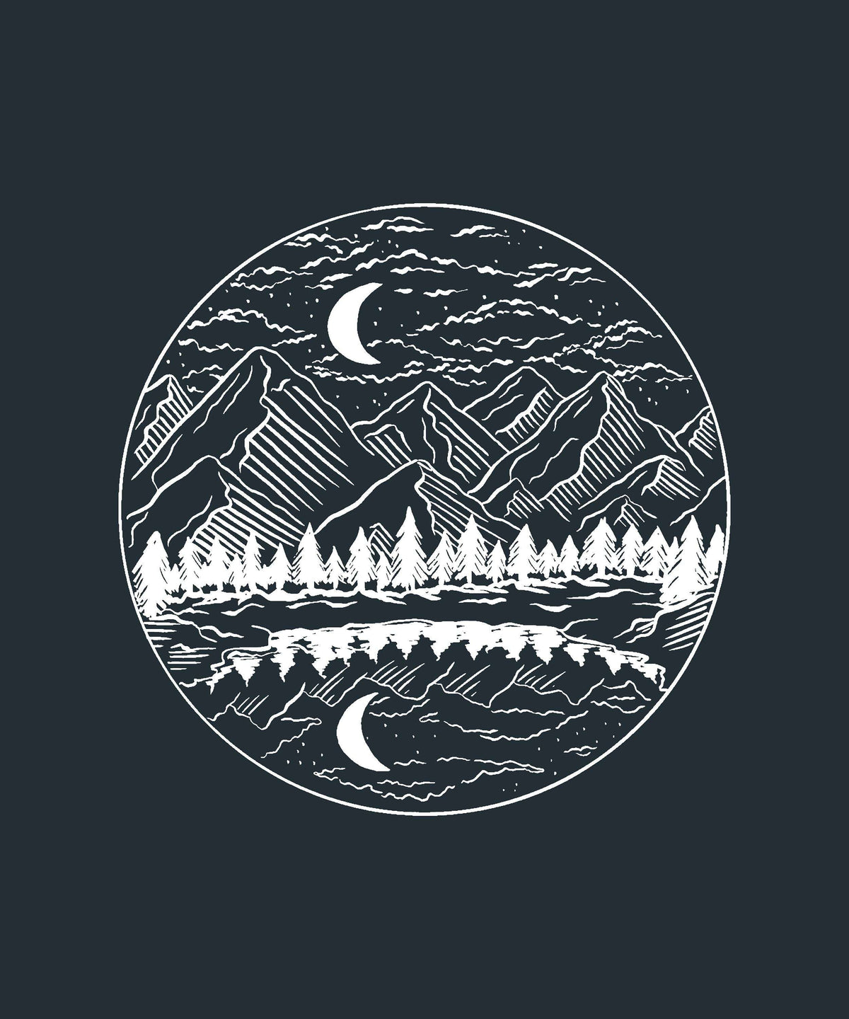 Forest Mountain Moon TShirt - Unisex Custom Tee - Area F Island Clothing