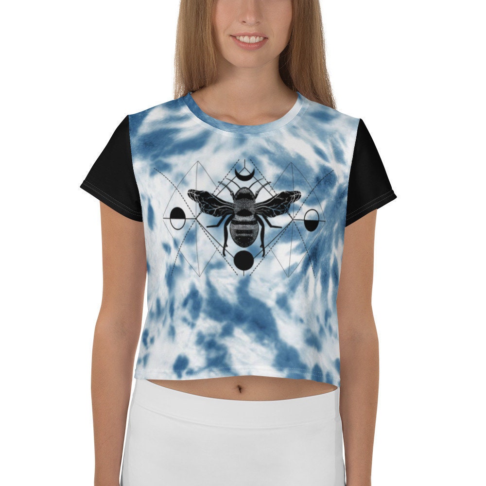 Tie Dye Boho Bee All-Over Print Crop Tee - Area F Island Clothing