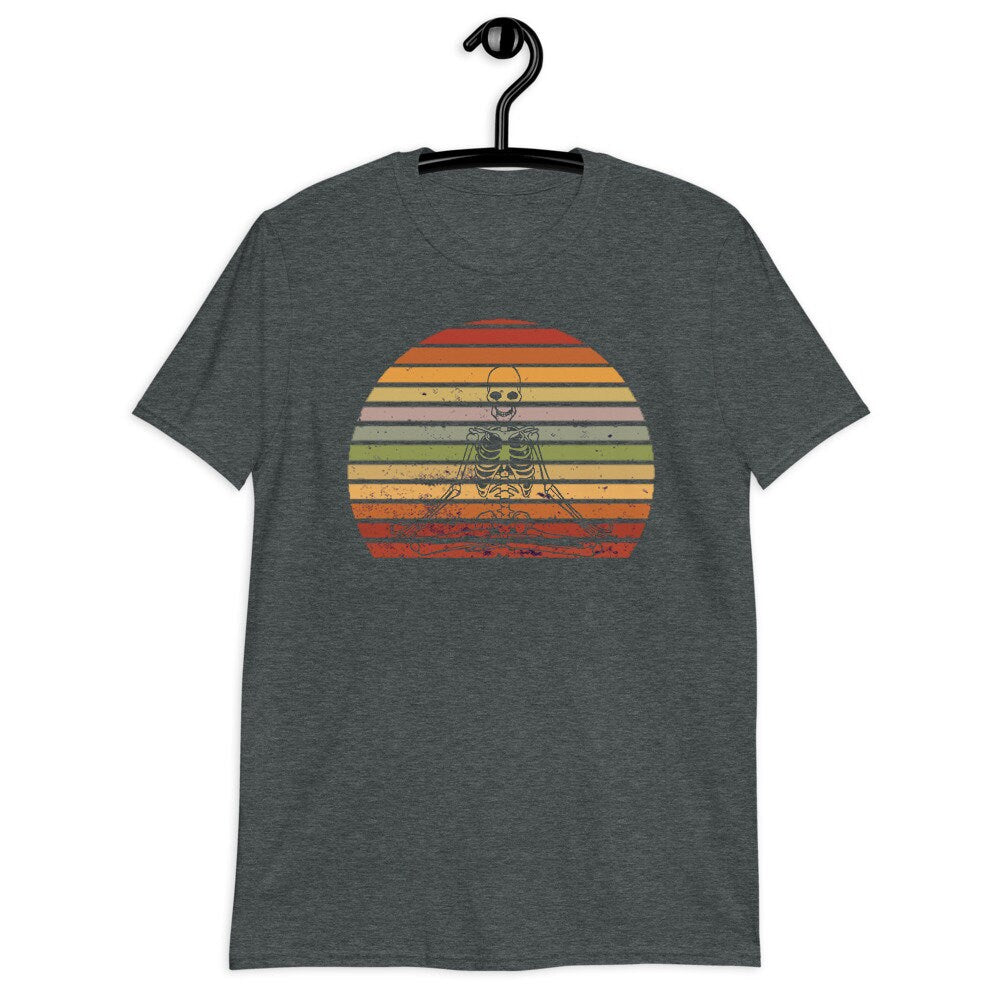 Retro Sun Sunset Skeleton Meditation Women&#39;s Shirt - Area F Island Clothing