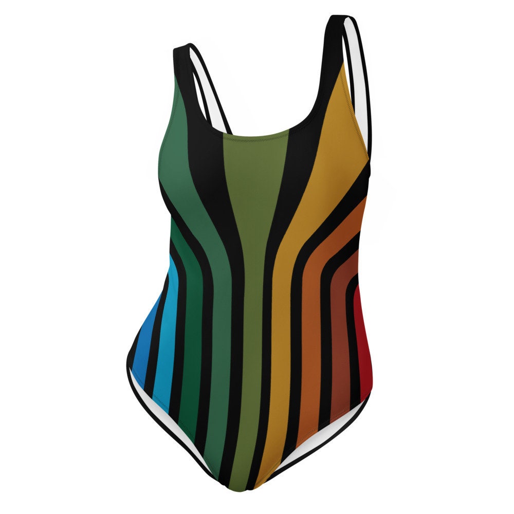 Retro II Vintage Style Color Bar One-Piece Swimsuit - Best Seller - Area F Island Clothing