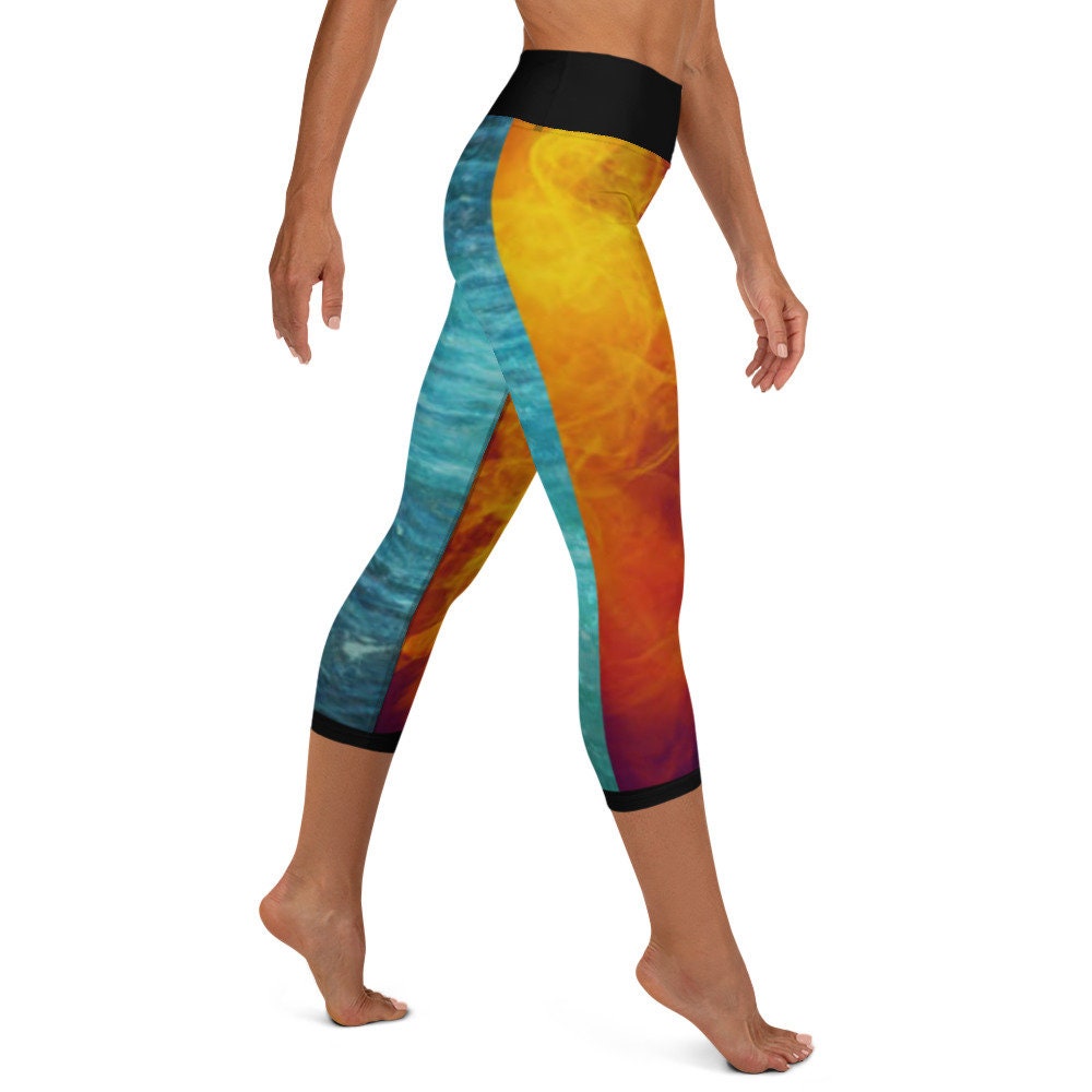 On Fire and Water Yoga Capri Leggings - Area F Island Clothing