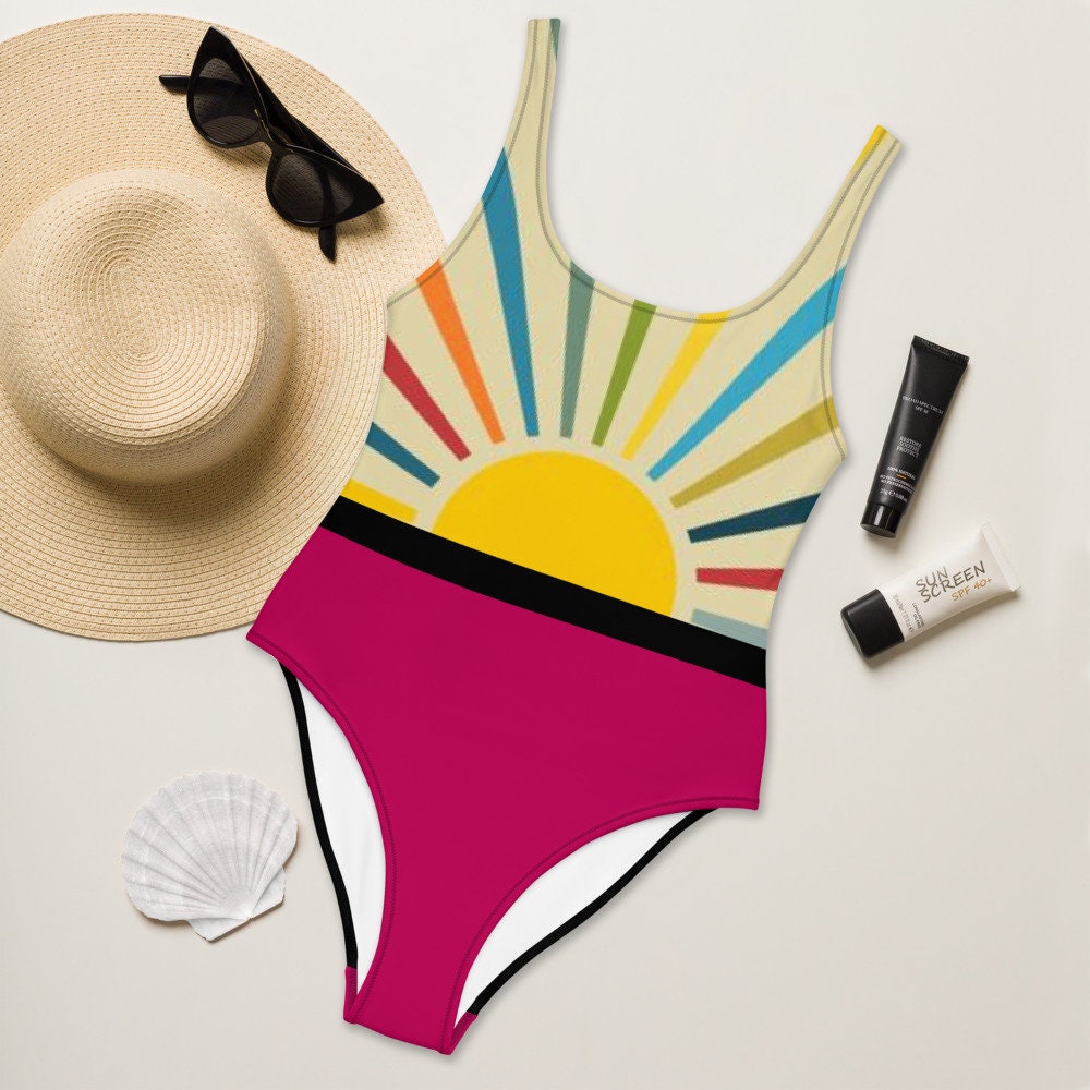 Vintage Retro Sun Hot Pink One-Piece Swimsuit - Area F Island Clothing