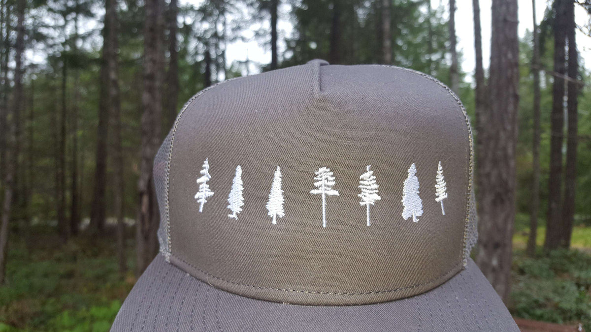 Embroidered Pine Tree Fir Tree Spruce Tree - Mesh Back Snapback - Area F Island Clothing
