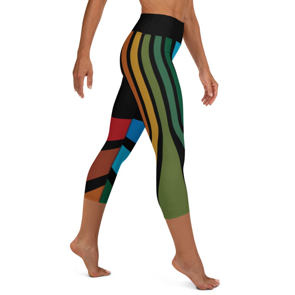 Vintage Retro 70s Color Yoga Capri Leggings - Area F Island Clothing