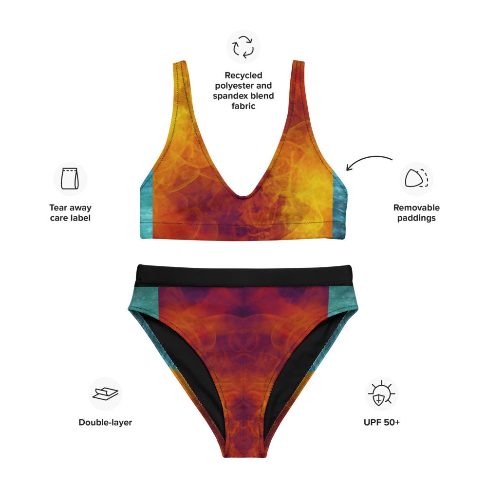 Eco On Fire and Water Recycled High-Waisted Bikini - Area F Island Clothing