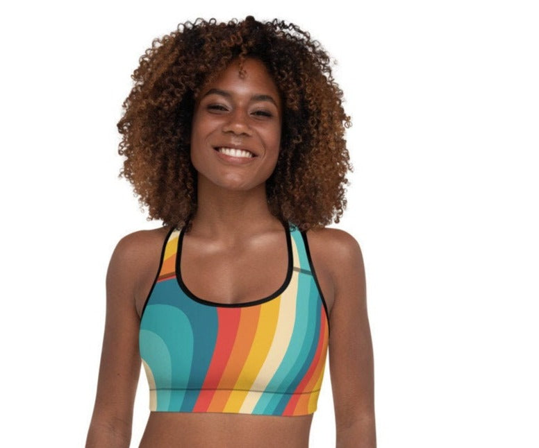 Retro Inspired Colored Sunburst Padded Sports Bra - Area F Island Clothing