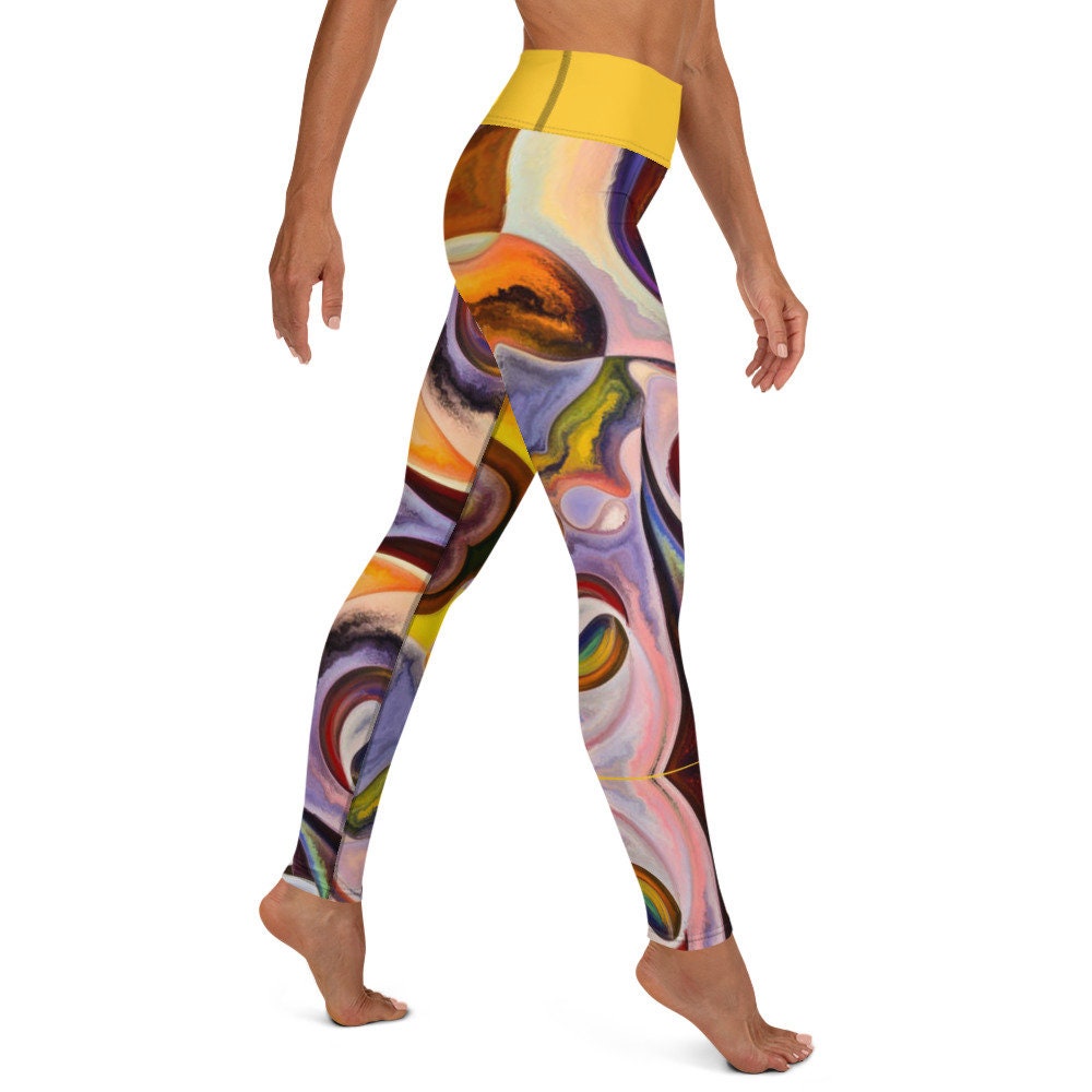 Retro Abstract Colorful Painting Artistic - High Waisted Yoga Leggings - Area F Island Clothing