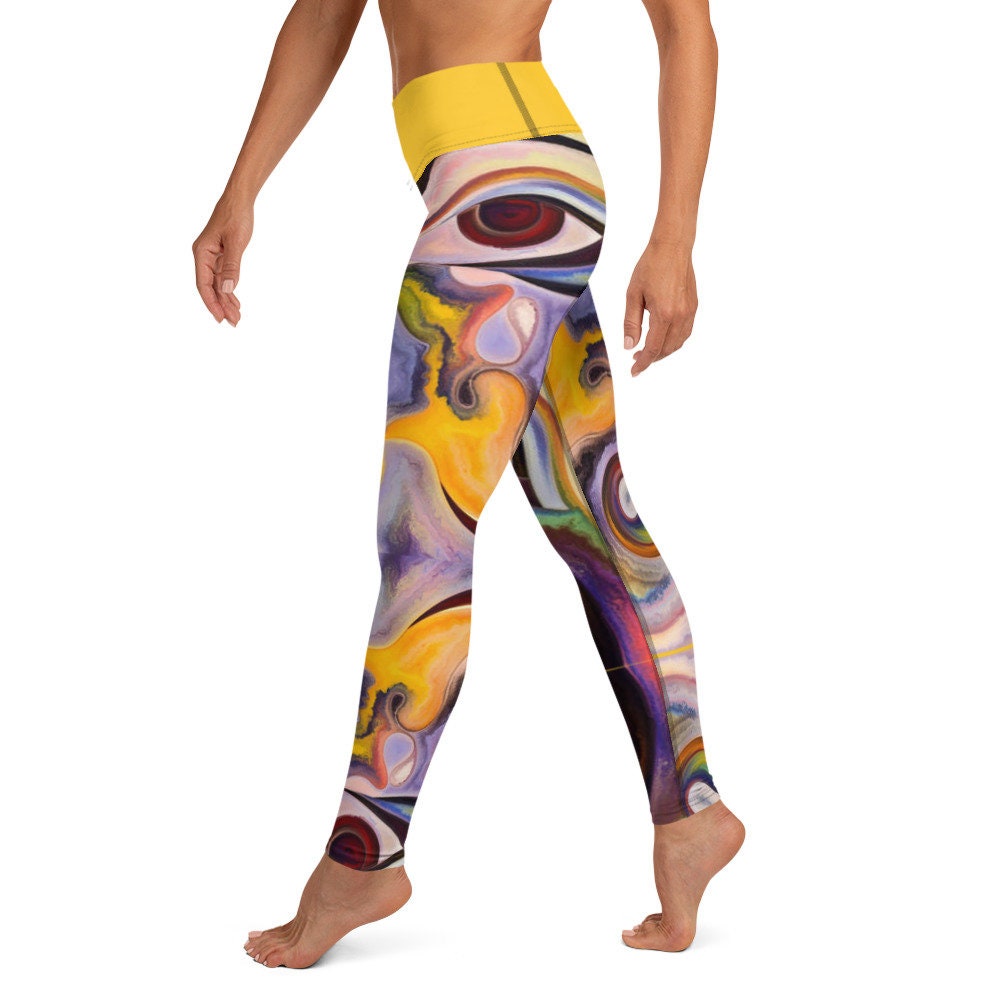 Retro Abstract Colorful Painting Artistic - High Waisted Yoga Leggings - Area F Island Clothing