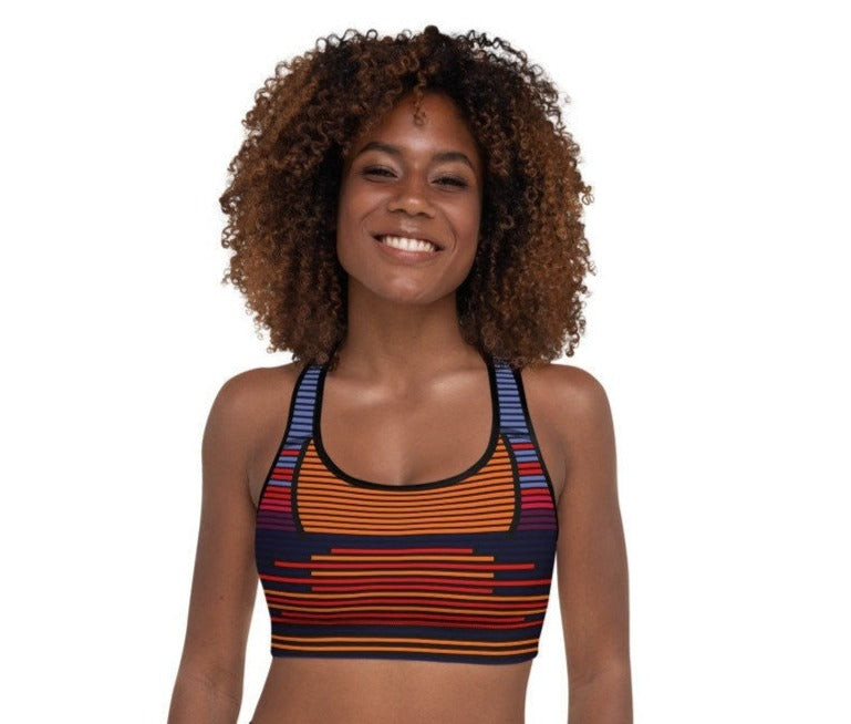 Vintage Retro Hot Sunburst Padded Sports Bra - Area F Island Clothing