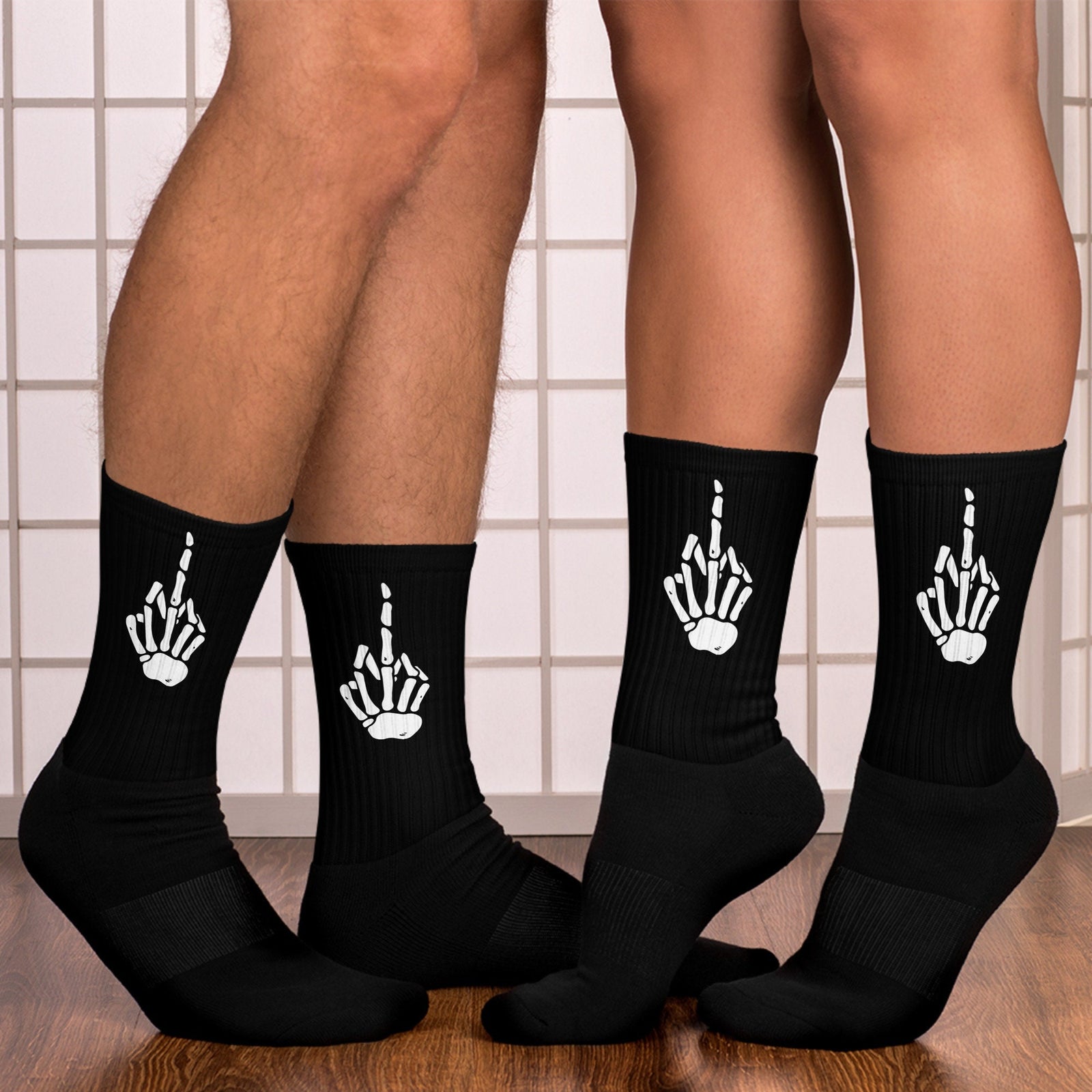 Skeleton Middle Finger Sign Socks - Area F Island Clothing