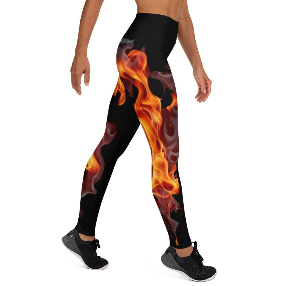 Fire and Flames High Waisted Leggings - Area F Island Clothing