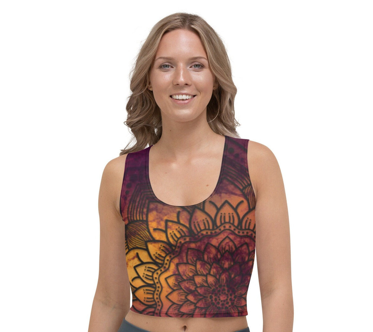 Mandala Tie Dye Artistic Print Yoga Pilates - Crop Tank Top - Area F Island Clothing