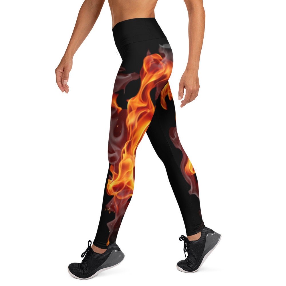 Fire and Flames High Waisted Leggings - Area F Island Clothing