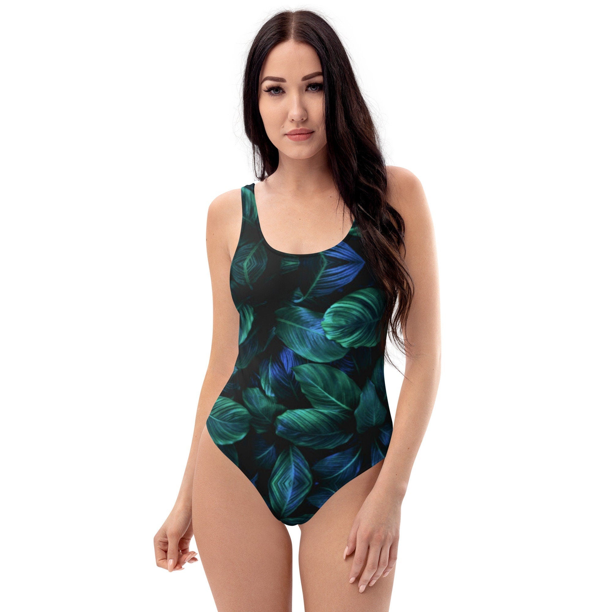 Aqua Leaves Cool Blue One-Piece Swimsuit - Area F Island Clothing