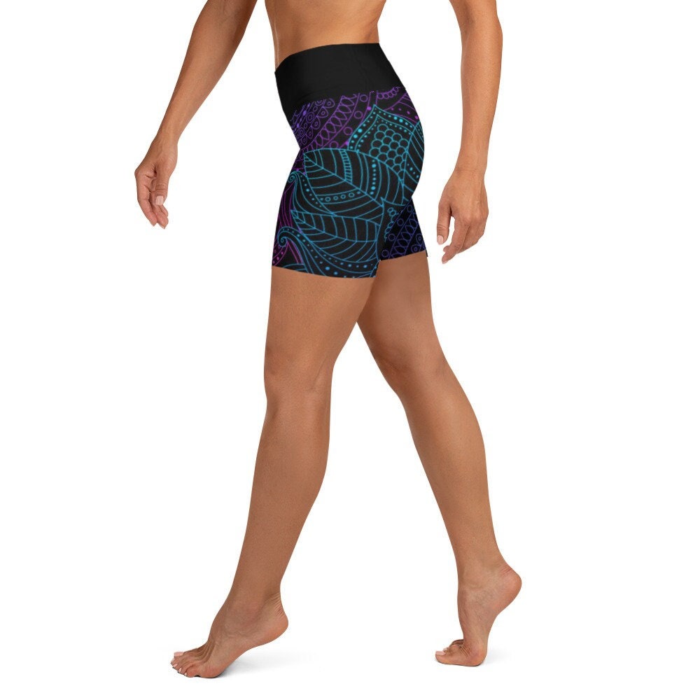 Mandala Neon Print Yoga Pilates - Yoga Shorts - Area F Island Clothing