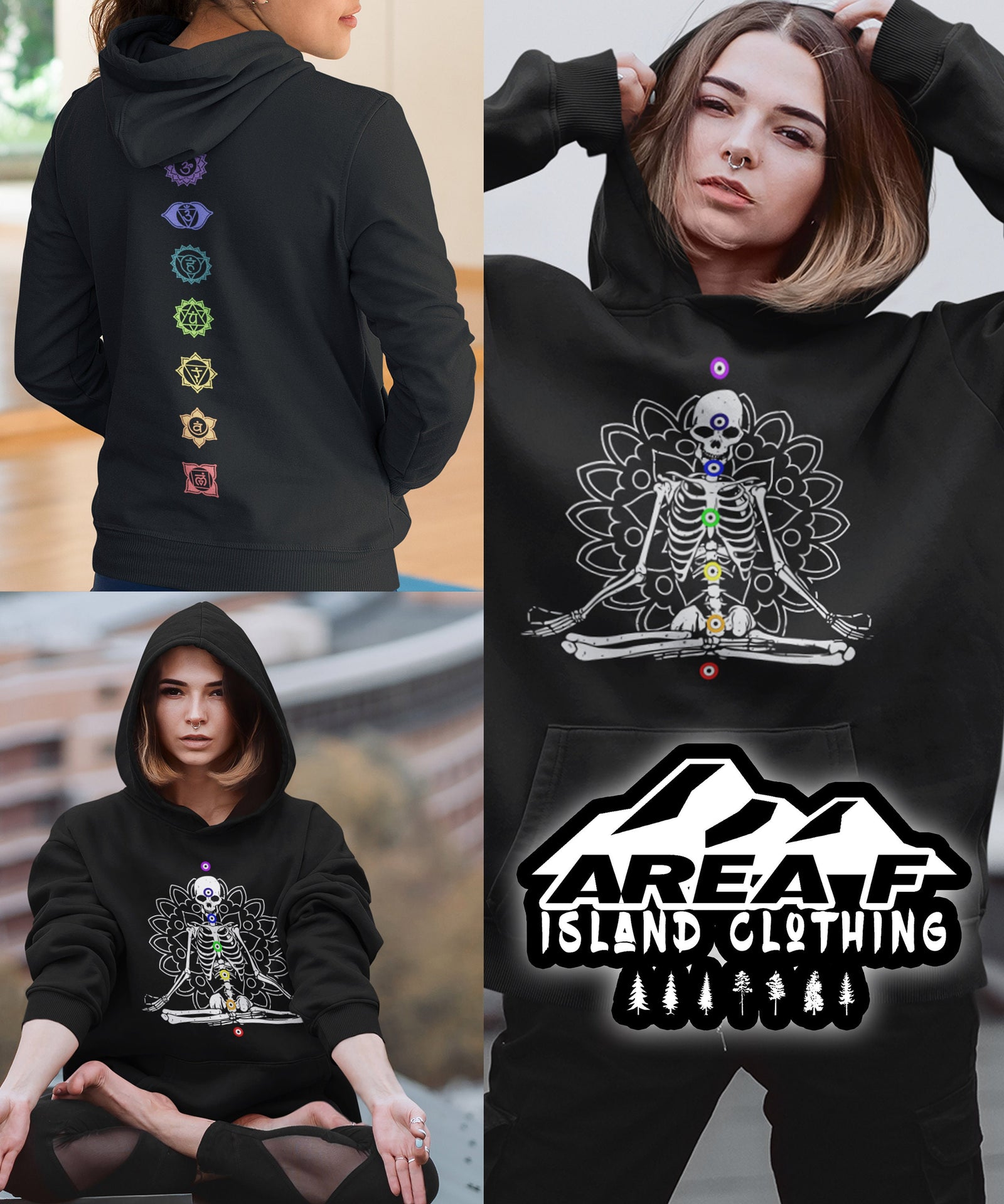 Skeleton Mandala Chakra Unisex Custom Hoodie - Area F Island Clothing